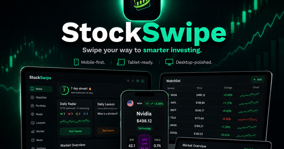 StockSwipe — Learn Stocks Visually | Stock Swipe App